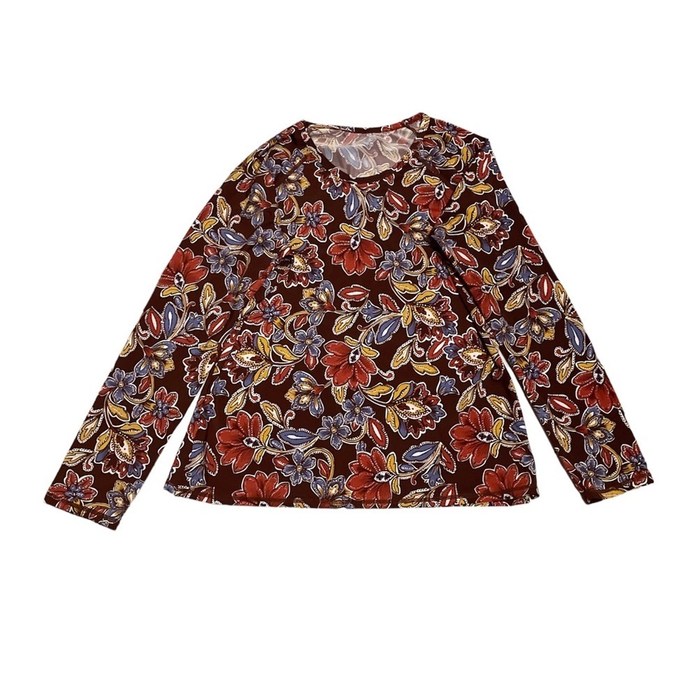 GARNET Hill Womens Sun Shirt Size XL Rash Guard Long Sleeve Multicolor Print